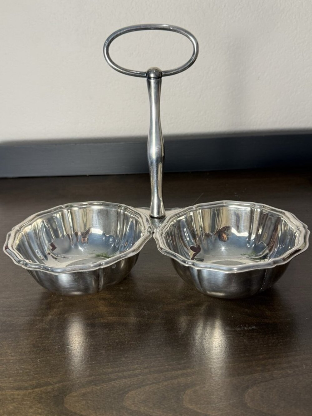 Vintage E&L Deffert Stainles Steel Double Condiment Server Relish Dish Germany